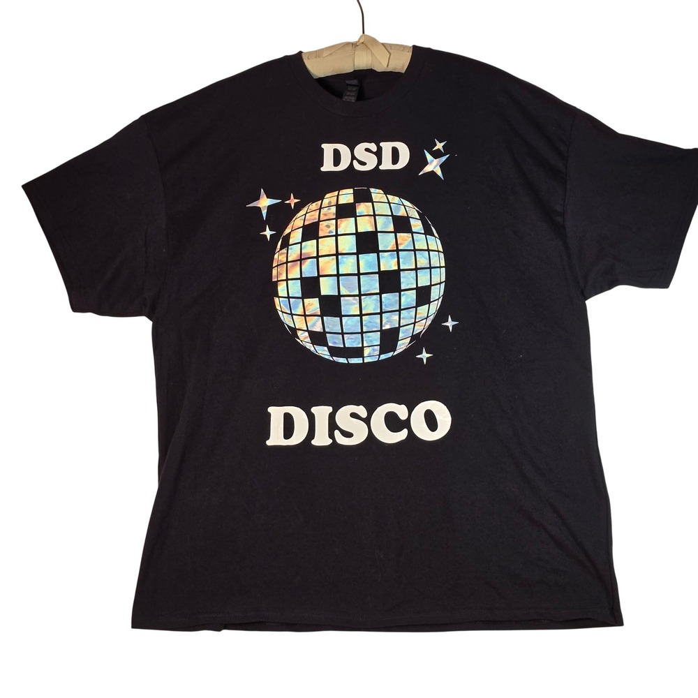 Gildan DSD Disco Ball Holographic Graphic T-Shirt Mens XL Black‎ Short Sleeve